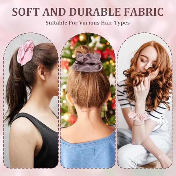Aphumedc 4 Pcs Large Size Solid Scrunchies, 4.3 Inch Satin Silk Hair Scrunchies, Light Pink Elastic Hair Ties for Women and Girls, Hair Accessories for Different Hairstyles and Occasions - Image 5
